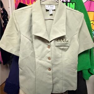 Vintage Sage Green Short Sleeve Blazer Jacket